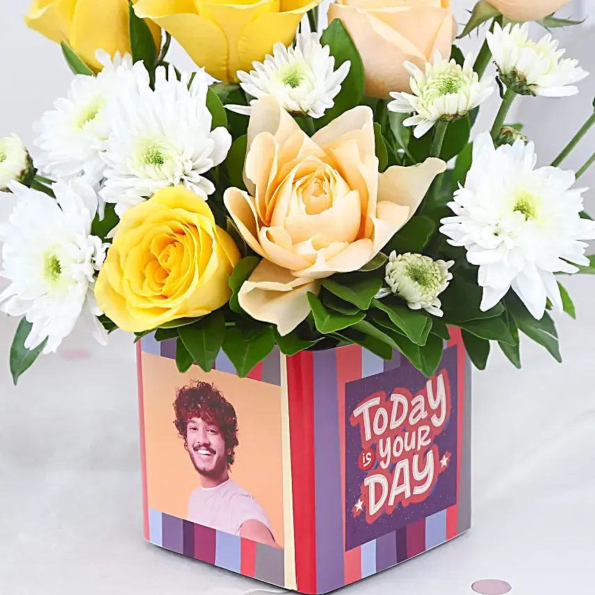 Whimsical Daisy and Peachy Roses