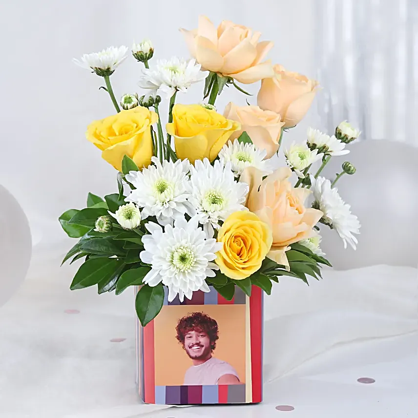 Whimsical Daisy and Peachy Roses