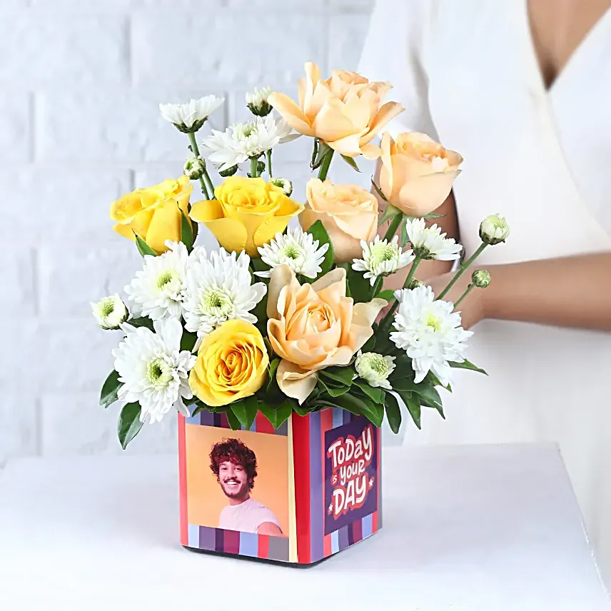 Whimsical Daisy and Peachy Roses