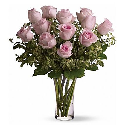 Elegant Pink Roses Vase