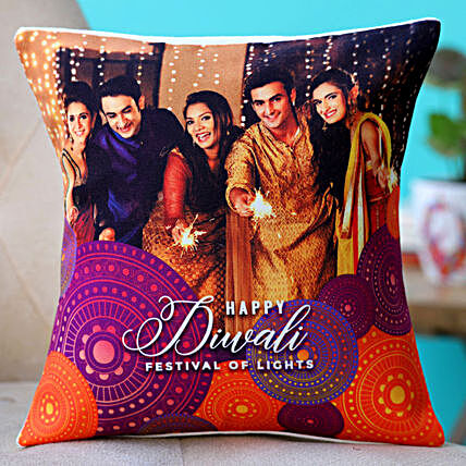 online printed photo cushion for diwali:Diwali Personalised Gifts