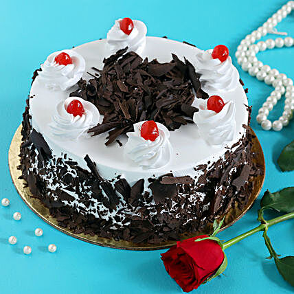 Rose N Black Forest Cake:Daughter's Day Gifts in Canada
