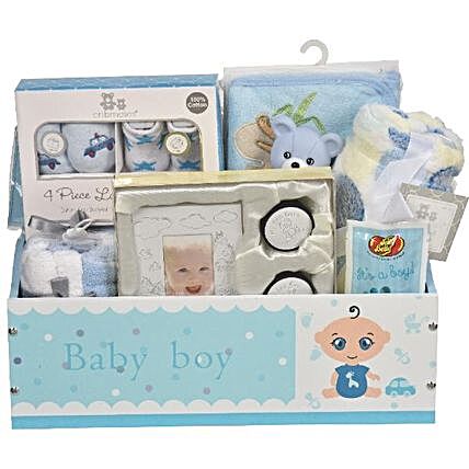 New Born Baby Boy Gift Basket