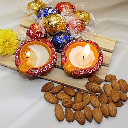 Diwali Wishes Almonds And Lindt Chocolates Combo