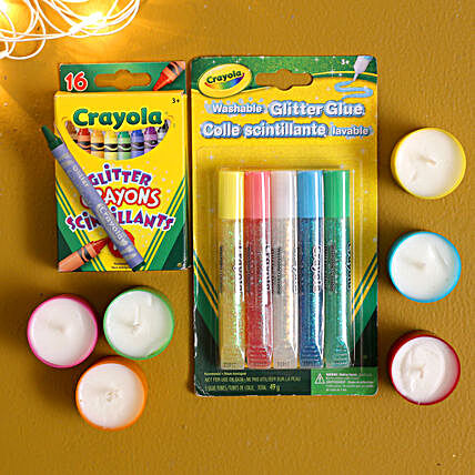 Fancy Candle Diyas With Crayola Glitter Pens