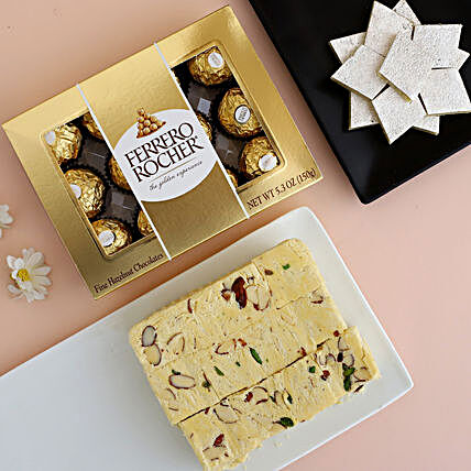 Ferrero Rocher With Kaju Katli And Soan Papdi:Send Sweets to Canada