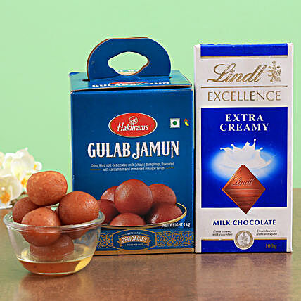 Haldiram Gulab Jamun And Lindt Chocolate Combo