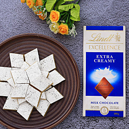 Kaju Katli And Lindt Chocolate Combo:Sweets Delivery in Canada