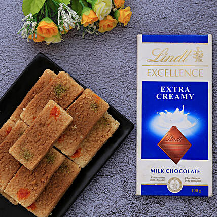 Milk Cake And Lindt Chocolate Combo:Sweets Delivery in Canada