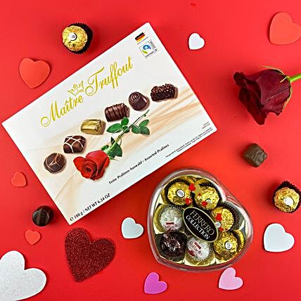 Happy Valentines Day Chocolates And Rose Gift:Send Valentines Day Gifts to Canada