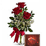 3 Red Roses With Greeting Card
