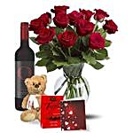 Love Roses And Wine Gift Set