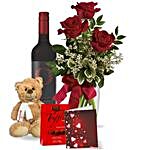 Roses And Wine For Love Gift Set