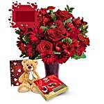 Cuddly Love Bear With Flowers Gift Set