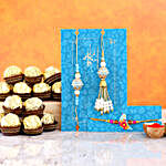 Blue Pearl Lumba Rakhi Set And Kids Rakhi With 15 Pcs Ferrero Rocher