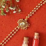 Kundan Pearl Bracelet Rakhi And 15 Pcs Ferrero Rocher