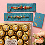 Meenakari Elephant And Kalash Rakhi Set With 15 Pcs Ferrero Rocher