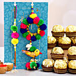 Pom Pom Ethnic Lumba Rakhi Set With 15 Pcs Ferrero Rocher