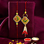 Rajasthani Embroidered Lumba Rakhi Set With Soan Papdi