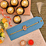 Kundan Pearl Bracelet Rakhi And 3 Pcs Ferrero Rocher