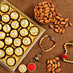 Green Bracelet Rakhi And Almonds With Ferrero Rocher