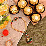 Green Bracelet Style Rakhi And 3 Pcs Ferrero Rocher