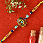 Multicoloured 3D Stone Pearl Rakhi And Healthy Almonds