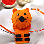 Cute Tiger Shaped Kids Rakhi And Healthy Almonds