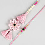 Crochet Flower Pearl And Lumba Rakhi Set