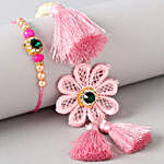 Crochet Flower Pearl And Lumba Rakhi Set