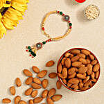 Green Bracelet Style Rakhi And Healthy Almonds