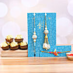 Blue Pearl Lumba Rakhi Set And Kids Rakhi With 3 Pcs Ferrero Rocher