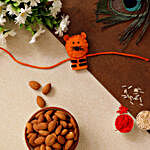 Cute Tiger Shaped Kids Rakhi And Healthy Almonds