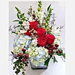Graceful Mixed Flowers Cube Vase