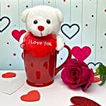 Coffee Mug With Teddy And Rose V Day Combo