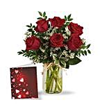 Romantic Red Roses Mason Jar And Card