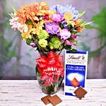 Blissful Mixed Flowers Bouquet And Lindt Chocolate
