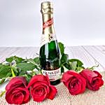 Red Roses Bouquet And Sparkling Wine Gift