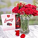 Romantic Red Roses Bouquet And Lowey Chocolate