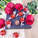 Sweet Love Red Roses Bouquet And Lindt Chocolate