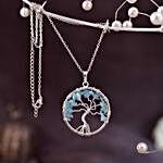 Holistic Tree Of Life Aquamarine Pendant And Chain Set