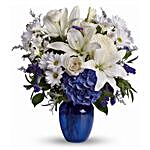 Peaceful White And Blue Floral Bouquet