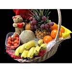 Mixed Seasonal Fruits And Teddy Bear Basket