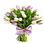 Purple And White Tulips Bunches