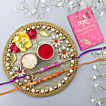 Sneh Colourful Beads Rakhi Set & Floral Pooja Thali
