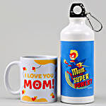 I love U Mom Heart Print Mug And Bottle