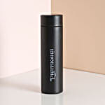 Personalised Temperature Display Black Water Bottle