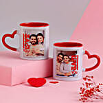 Personalised Red Heart Handle Mugs