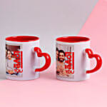 Personalised Red Heart Handle Mugs