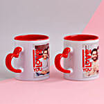 Personalised Red Heart Handle Mugs